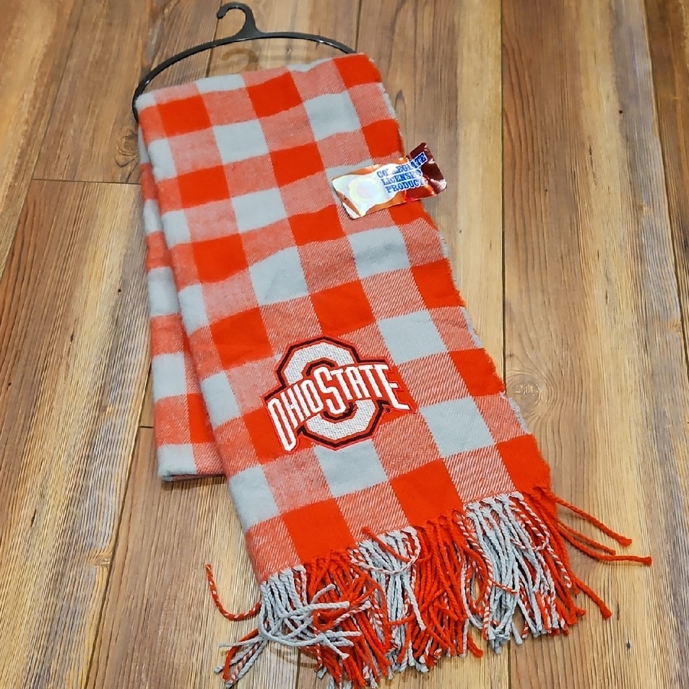 New Ohio State Red and Gray Checkered Scarf